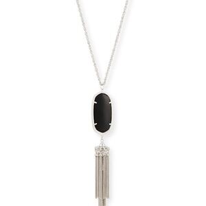 Kendra Scott • Rayne Pendant Necklace • Silver Tone Black Lucite & Tassels
